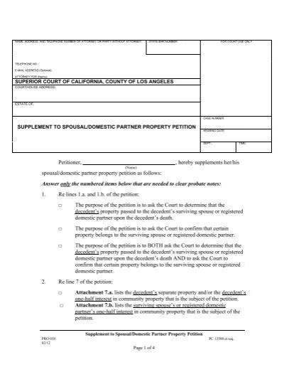SUBJECT Proposal to revise Spousal Property Petition and Spousal Property Order, effective January 1, 2005. . Spousal property petition attachment 7